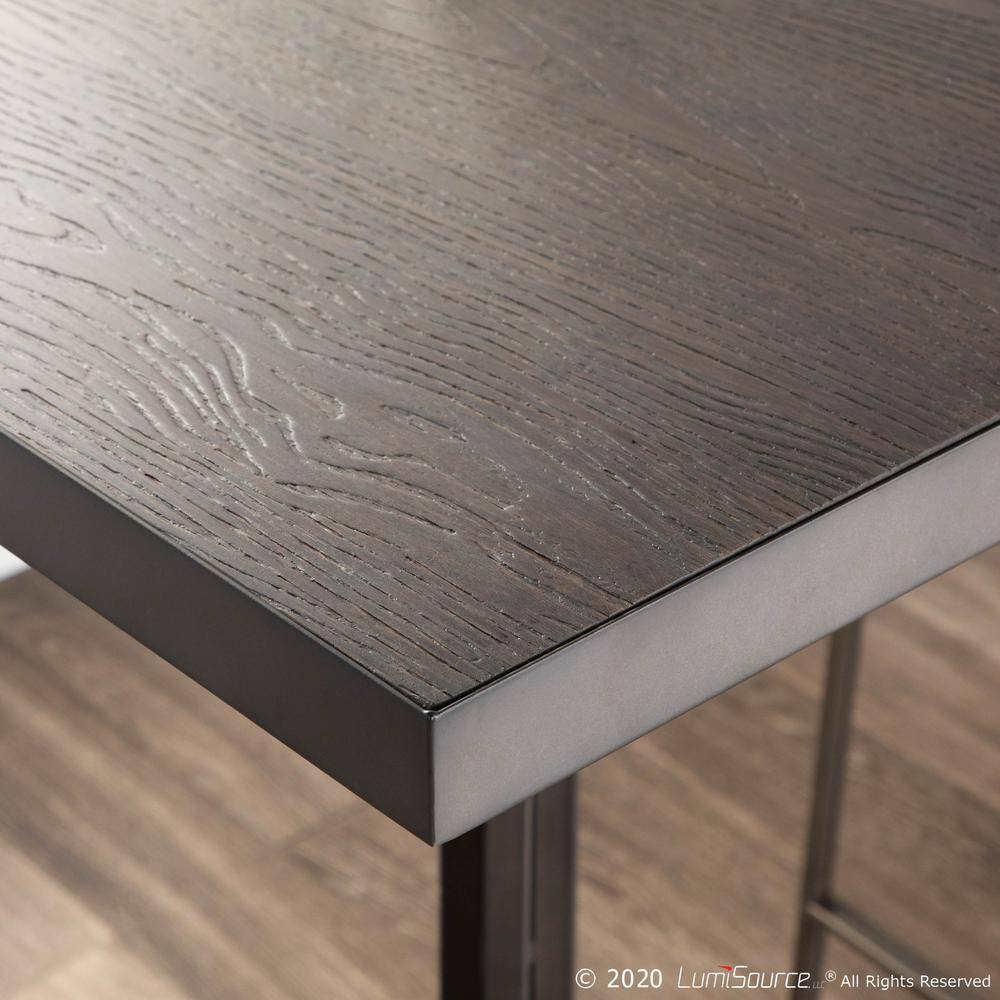 Espresso Bamboo and Antique Metal Industrial Bar Table