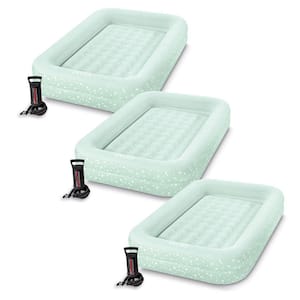 Twin Kidz Raised Frame Camping Travel Air Mattress Bed with Hand Pump (3-Pack)