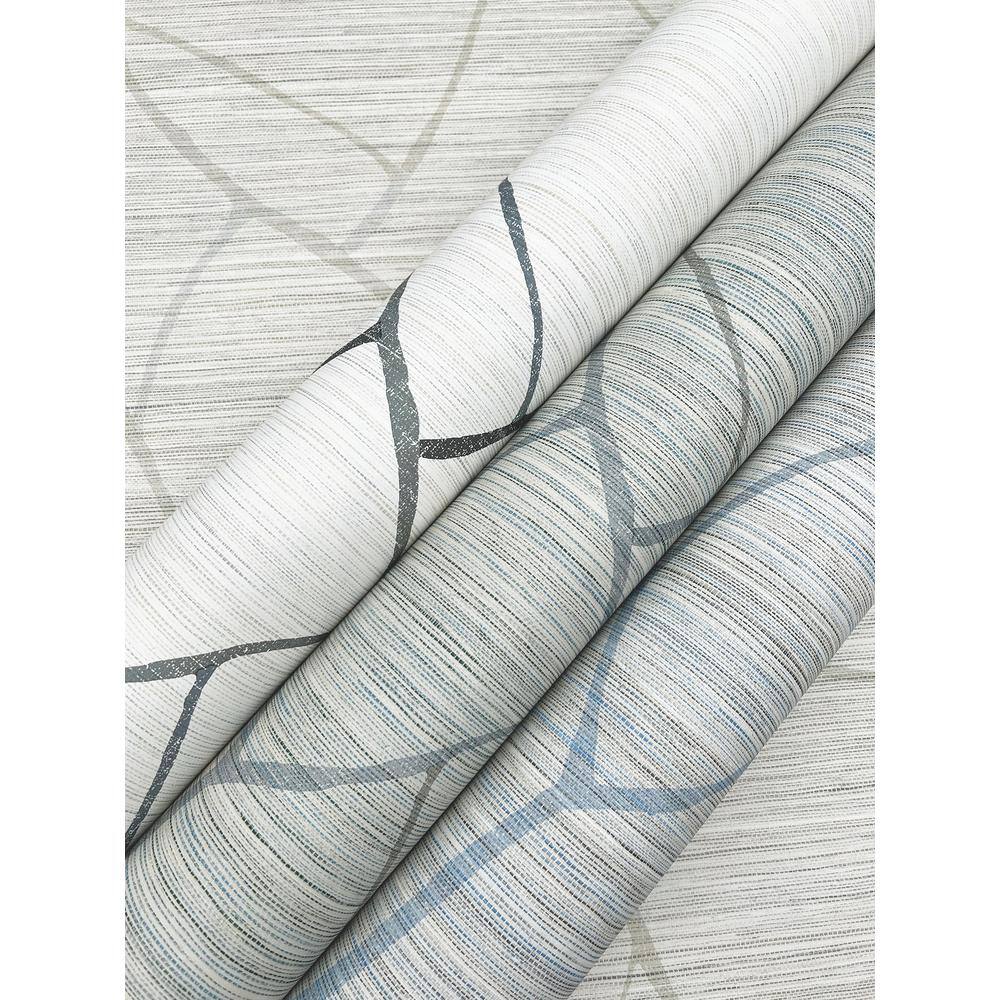 Ivory and Gray Grasscloth Non-Pasted Wallpaper