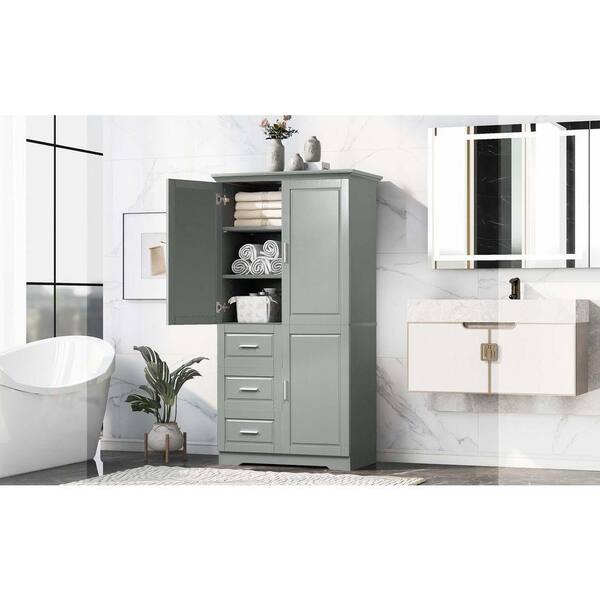 XUJMK 33 in. W x 20 in. D x 62 in. H Gray Wooden Freestanding