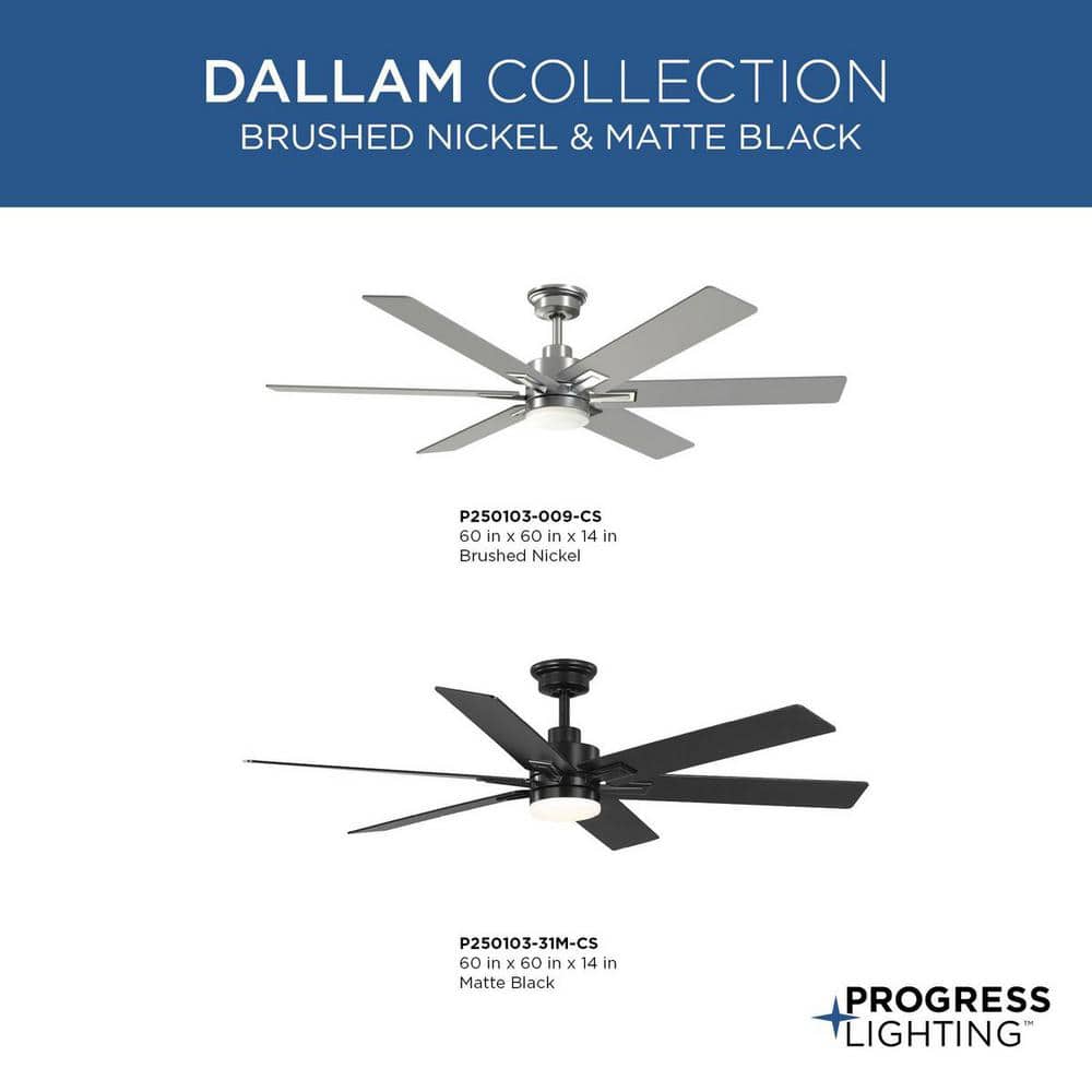 60" Matte Black and Charcoal LED Ceiling Fan with Remote