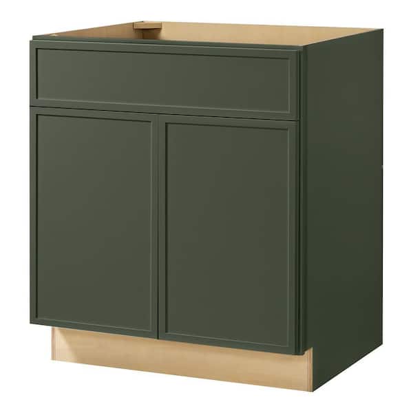 Leyton 30 in. W x 24 in. D x 34.5 in. H Ready to Assemble Plywood Slim Shaker Base Kitchen Cabinet in Fern Green