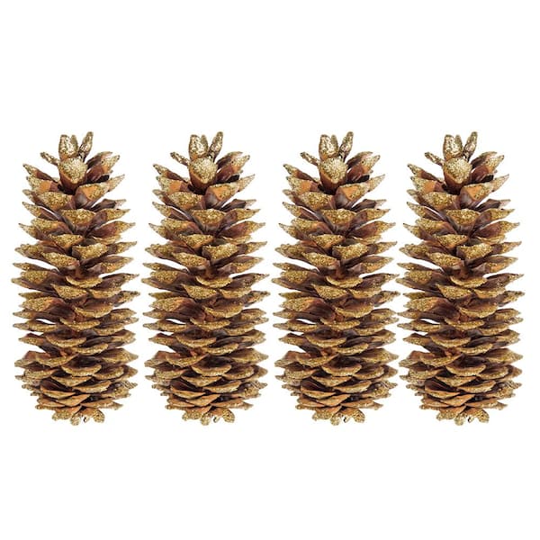 Bindle & Brass Gold Sparkle Dried Natural Pine Cones (2-Pack) BB35