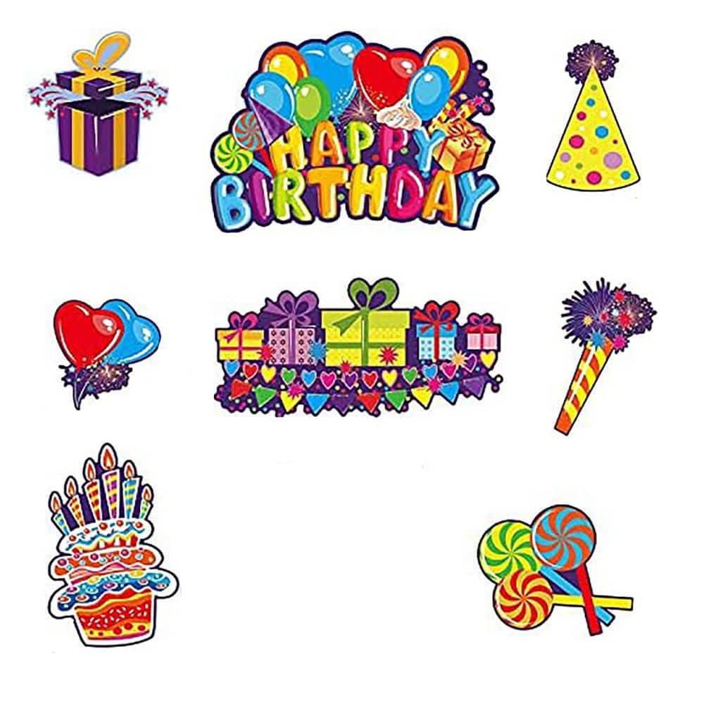 Phewnyzo 8 Pack Colorful Happy Birthday Yard Signs with Wooden