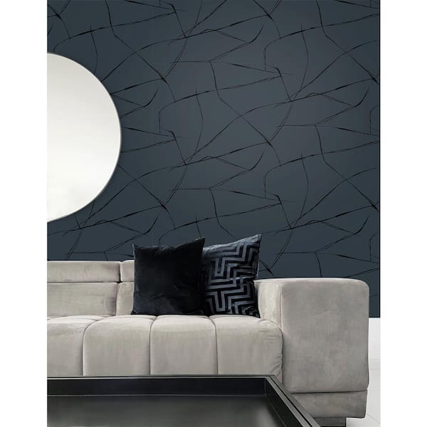 Midnight Astratto Abstract Unpasted Paper Nonwoven Wallpaper Roll 57.5 sq. ft.
