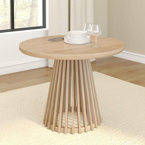 Lido Modern Blonde Wood 38 in. Pedestal Dining Table (Seats 4)