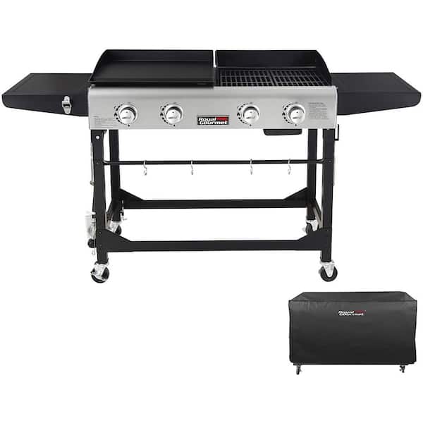 Royal Gourmet 4-Burners Portable Propane Gas Grill and Griddle Combo Grills in Black with Side with Cover GD401C The Home Depot