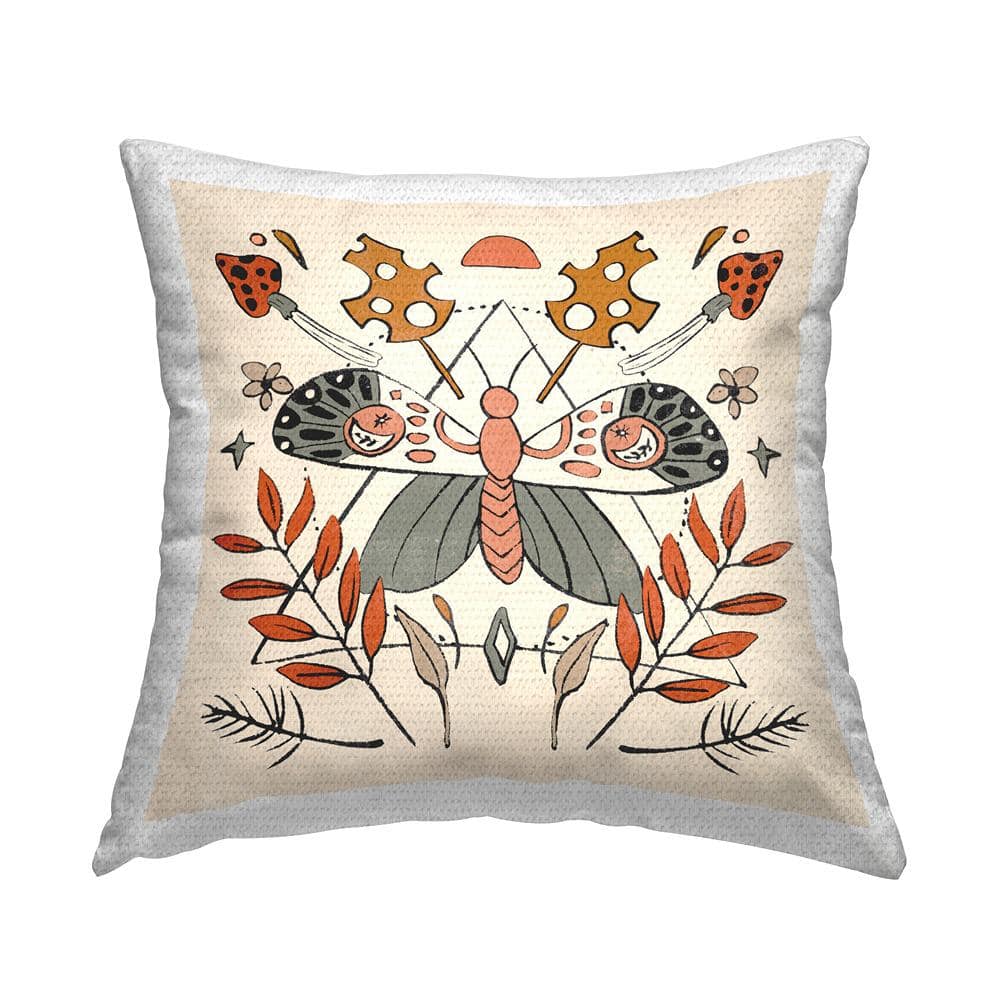 Moth with Plant Leaves Multi-Color Square Outdoor Throw Pillow price history on PriceWatchPro