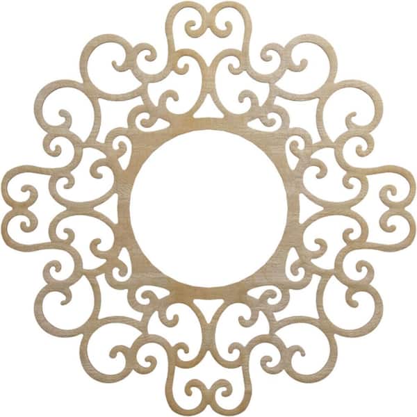 Ekena Millwork 30 in. x 30 in. x 1/4 in. Reims Wood Fretwork Pierced Ceiling Medallion, Birch