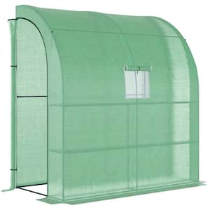 3 ft. W x 7 ft. D x 7 ft. H Steel Green Walk-In Greenhouse with Roll-up Windows and PE Cover