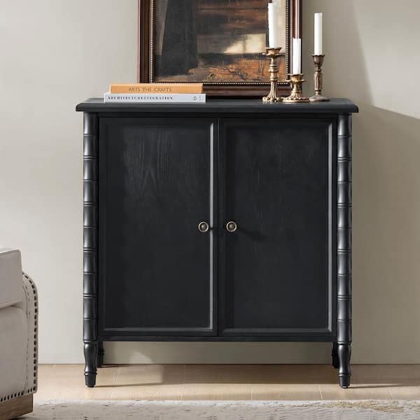 Fay Black Transitional 32.2 in. 2-Door Cabinet with Cable Management