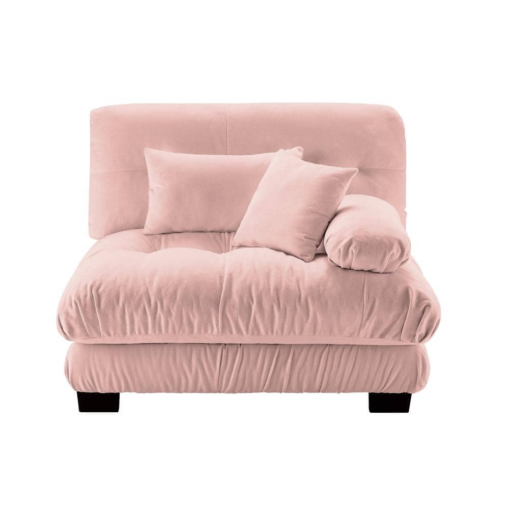 Pariss Collection 47 in. Armless Chenille Modular 2-Seater Sofa with Pillows in Pink durable construction