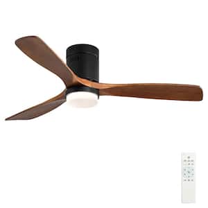 SerenityShine Blade Span 52 in. Indoor Black Noiseless Ceiling Fan with LED Bulb Included with Remote Included