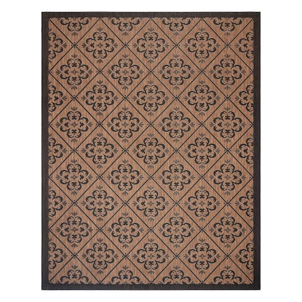 Paseo Bronte Havana/ Black 8 ft. x 10 ft. Striped Indoor/Outdoor Area Rug