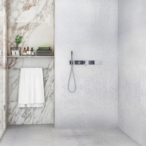 Glimmer Rain White 11.61 in. x 11.73 in. Polished Glass Wall Mosaic Tile (0.94 sq. ft./Each)