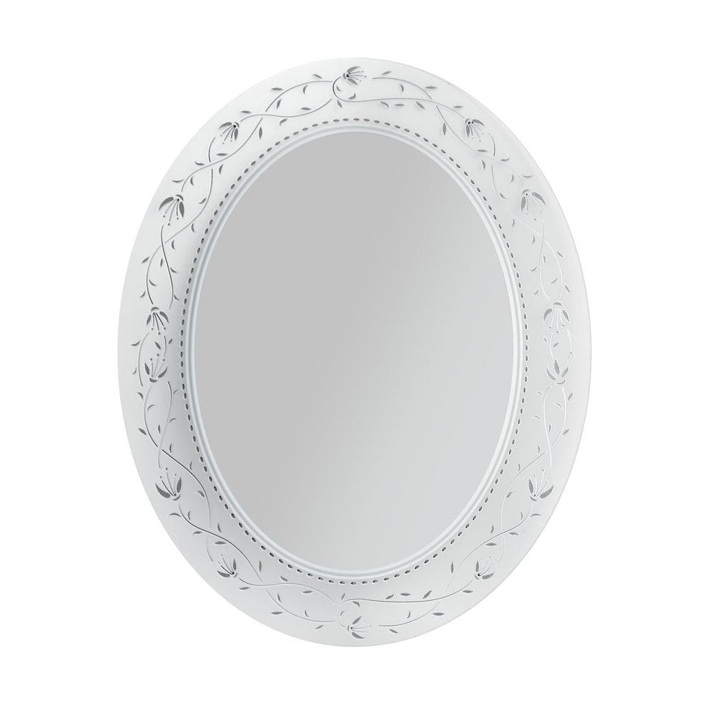 23" x 29" Frosted White Etched Glass Oval Vanity Mirror