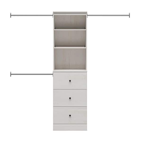 Reynolds 25 in. W x 83.25 in. H Magnolia Oak Laminate Board Modern Closet System Tower with 3-Drawers