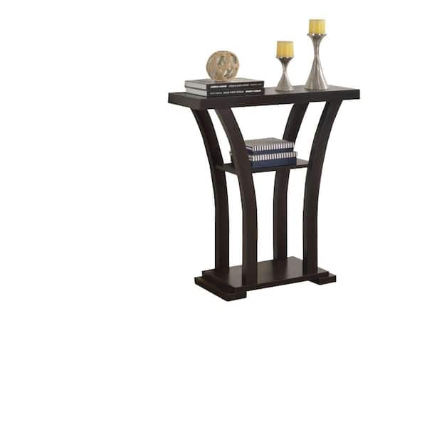Benjara 32 in. Dark Espresso Standard Rectangle Wood Console Table with Shelf