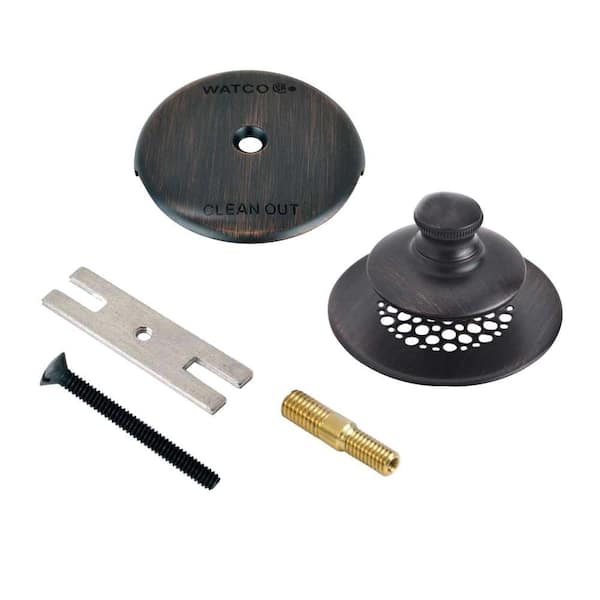 Watco Universal NuFit Push Pull Bathtub Stopper with Grid Strainer, 1-Hole Overflow and Combo Pin Kit, Oil-Rubbed Bronze