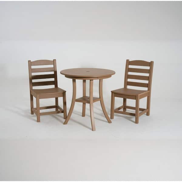 3-Piece Plastic Outdoor Bistro Dining Set-Round Patio Table with 2 Chairs, Furniture for Balcony, Garden, Porch, Lawn