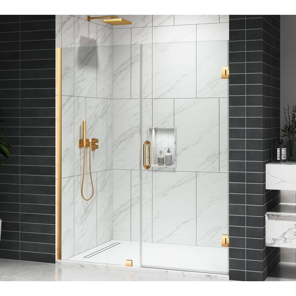EV 24D Series 33-34 in. W x 72 in. H Frameless Hinged Swing Shower Door with 3/8 in. Tempered Clear Glass in Satin Brass price history on PriceWatchPro