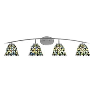 Siena 40 in. 4-Light Graphite Vanity-Light Graphite with 7 in. Crescent Art Glass Shades No Bulbs Included