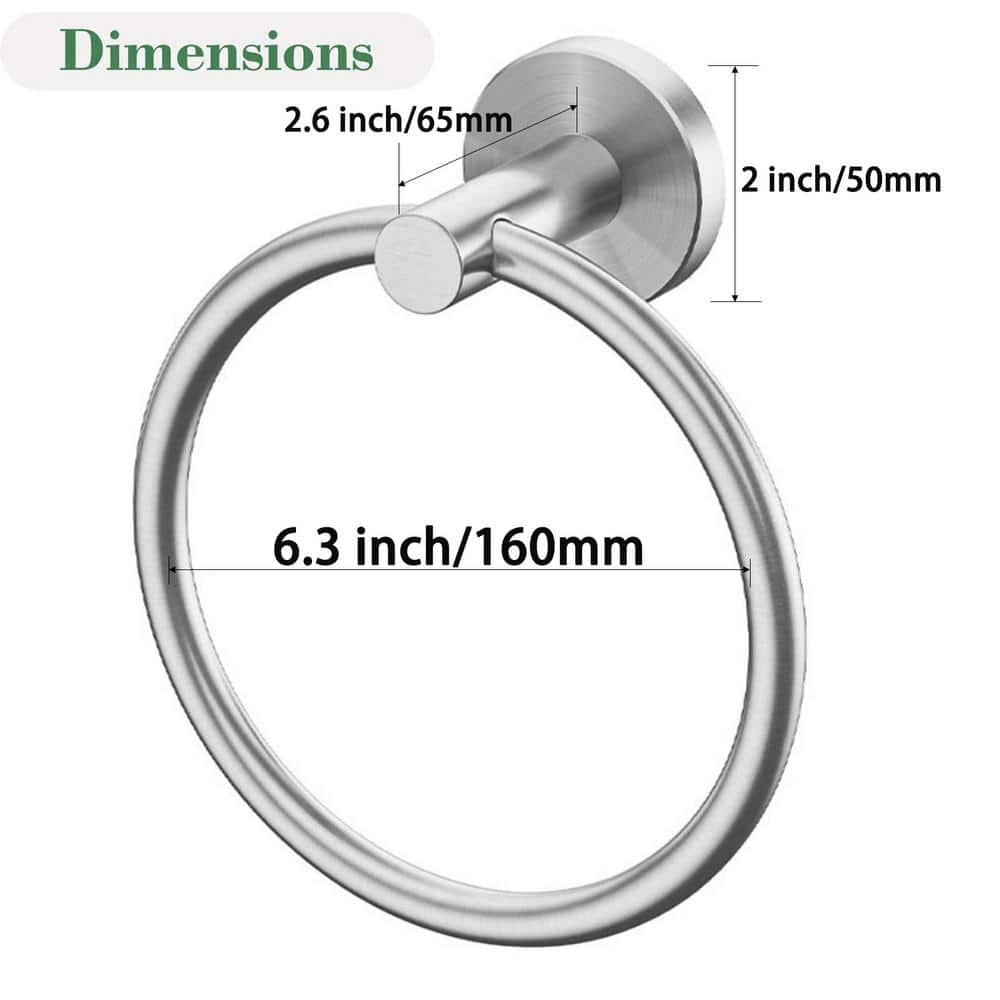 Brushed Nickel Round Wall Mounted Stainless Steel Towel Ring
