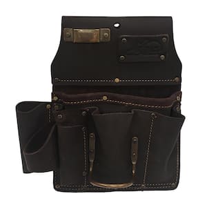 Drywaller's Brown Oil Tanned Leather 12-Tool Pouch Holder