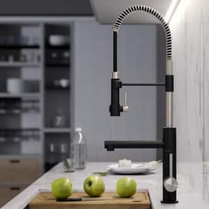 Artec Pro Single Handle Pull Down Sprayer Kitchen Faucet with Pot Filler in Spot Free Stainless Steel/Matte Black
