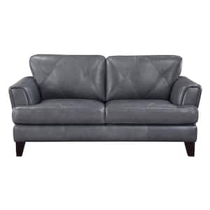 Marie 70.5 in. W Burnish Gray Leather Loveseat