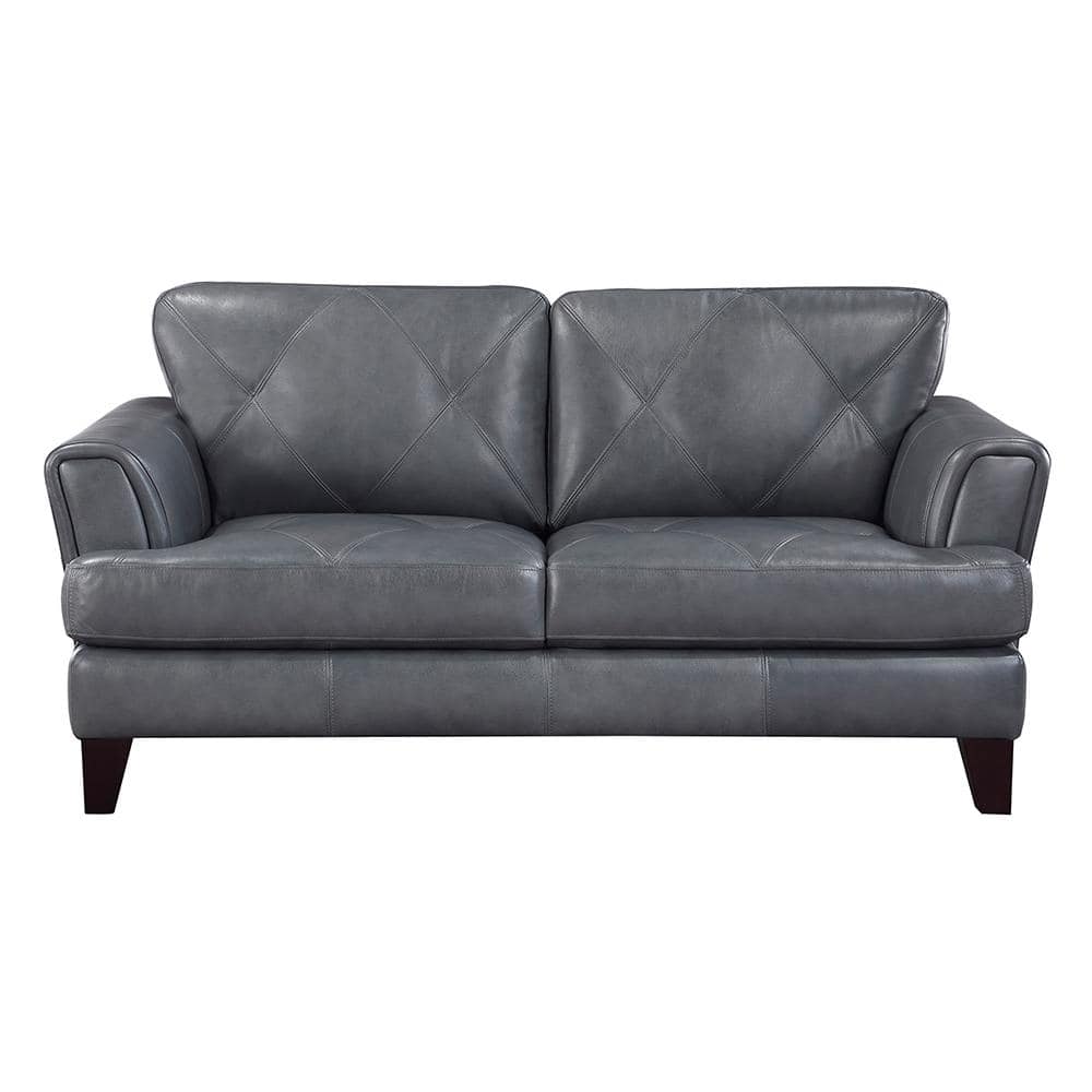 Marie 70.5 in. W Burnish Gray Leather Loveseat