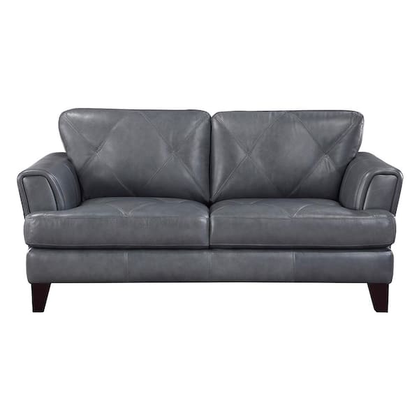 Lazzara Marie 70.5 in. W Burnish Gray Leather Loveseat