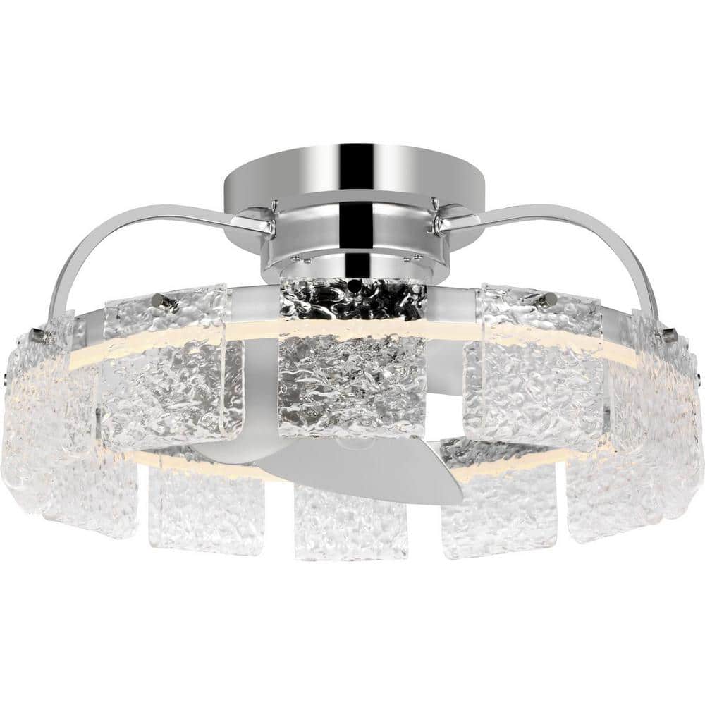 Polished Chrome 20" LED Fandelier with Remote and Glass Accents
