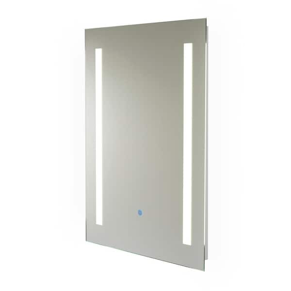 Renin Capri 31.5 in. W x 23.5 in. H Frameless Rectangular LED Light Bathroom Vanity Mirror in Grey