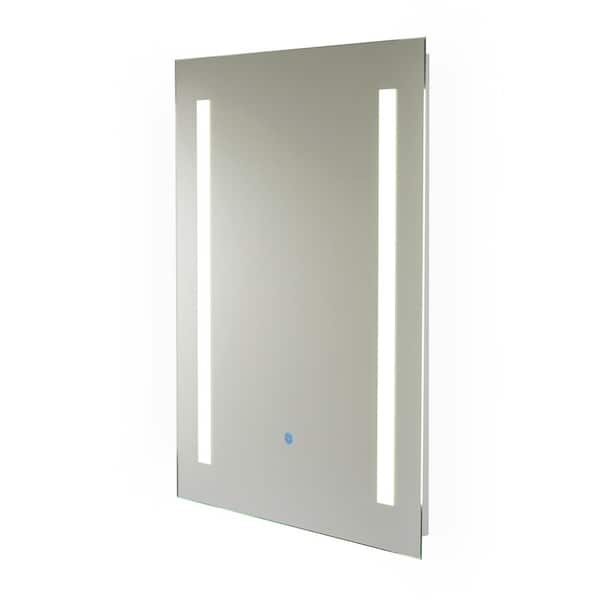 Capri 31.5 in. W x 23.5 in. H Frameless Rectangular LED Light Bathroom Vanity Mirror in Grey