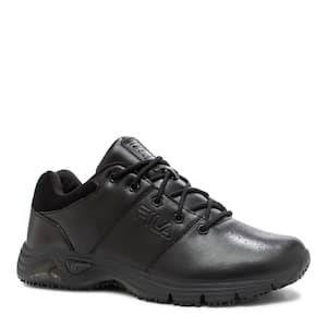 Men's Memory Breach Low Slip Resistant Oxford Shoes - Soft Toe - BLACK Size 7.5(M)