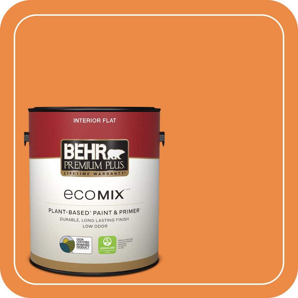 BEHR PREMIUM PLUS 1 gal. #P230-7 Acapulco Sun Flat EcoMix Plant-Based ...