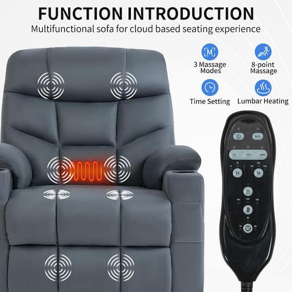  Goohome Lift, Relax Sofa Chairs Elderly w/Massage and Heat, 3  Position, 180 Degree Lying Flat, 2 Side Pockets, 2 Remote Controllers,  Hidden Cup Holder, Comfort PU Power Recliner, one Size