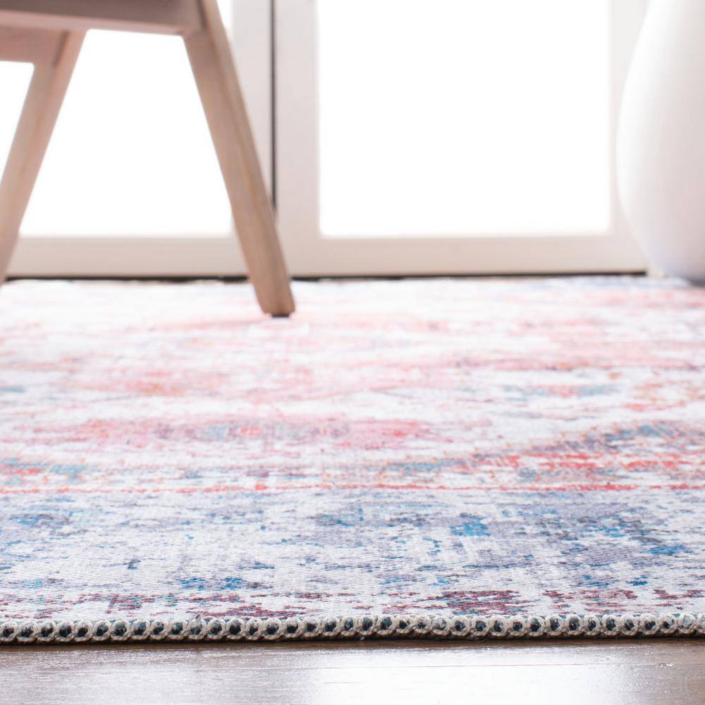 Serapi Rust and Blue Rectangular Washable Synthetic Area Rug 4' x 6'