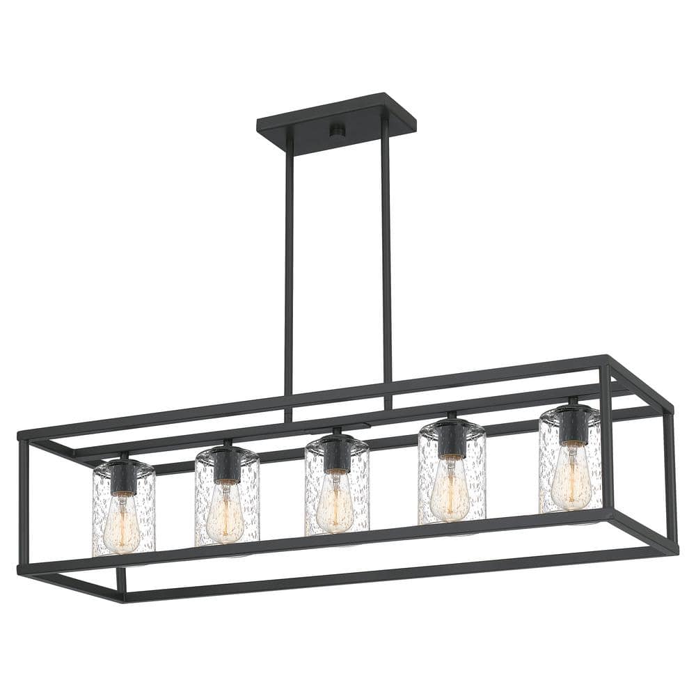 Harbor Breeze Bronze 5-Light Outdoor Chandelier with Seeded Glass Shades