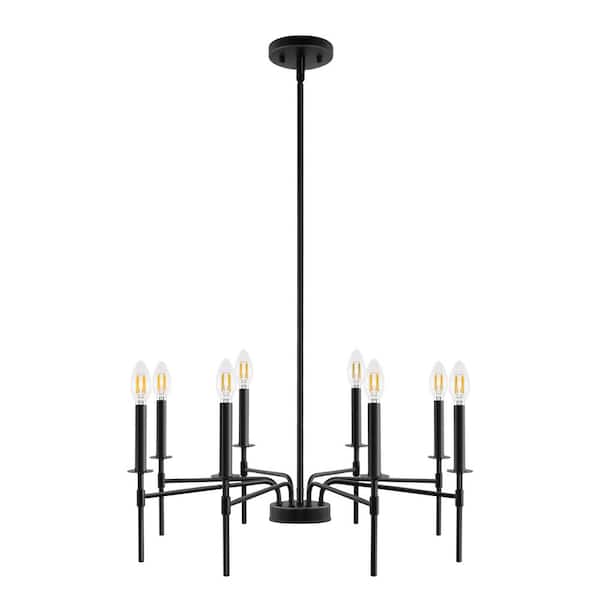 Briignite 8-Light Modern Farmhouse Black Chandelier Over Table Hanging Ceiling Candle Chandeliers for Dining Room