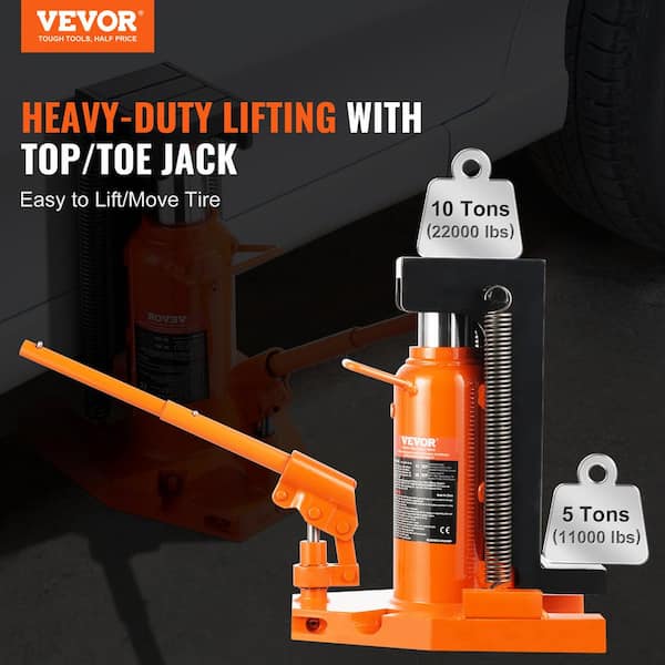 Hydraulic Toe Jack 5 Ton On Toe Toe Jack Lift 10 Ton On Top Lift Capacity Machine Jack 0.8-6.8 in. Toe Height