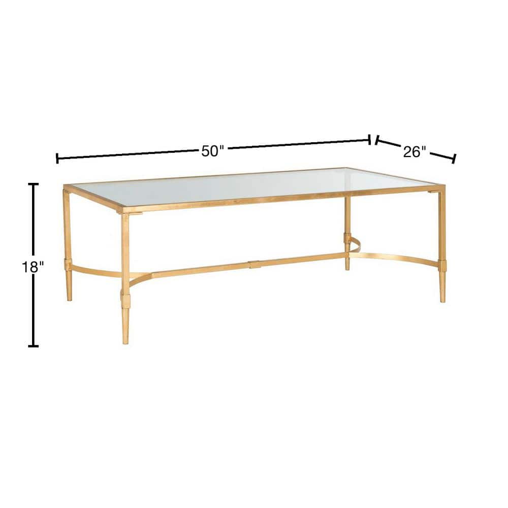 Transitional Antwan 50'' Gold Metal and Glass Coffee Table