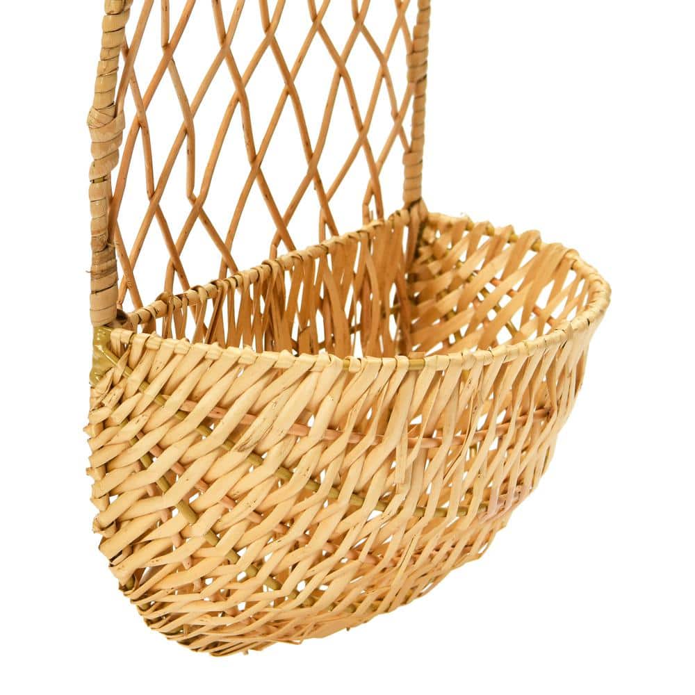 Hand-Woven Oval Wicker Storage Basket, 16" Natural