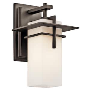 Caterham 1-Light Olde Bronze Outdoor Hardwired Wall Lantern Sconce with No Bulbs Included (1-Pack)