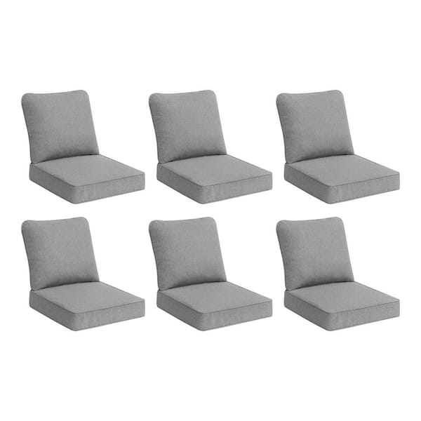 Hampton Bay 24 in. W x 24 in. D Cushionguard Deep Seat Universal Outdoor Cushion in Stone Gray (Set of 6)