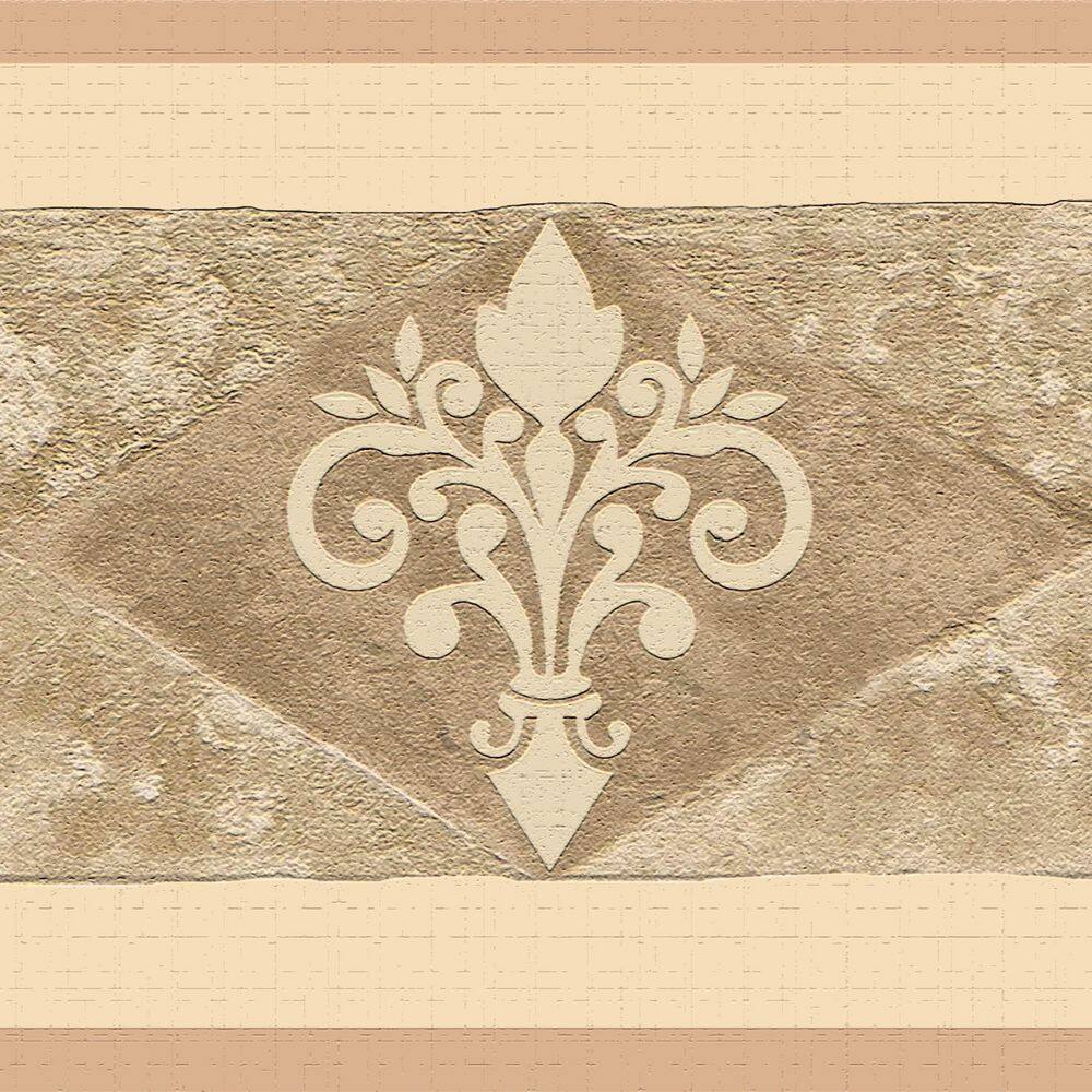 Falkirk Dandy Dark Beige, Sepia Rhombus, Scrolls Abstract Peel and Stick Wa