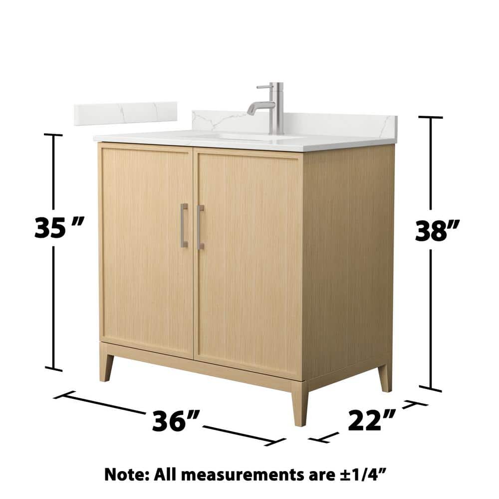 Elan 36'' White Oak Single Bathroom Vanity with Quartz Top