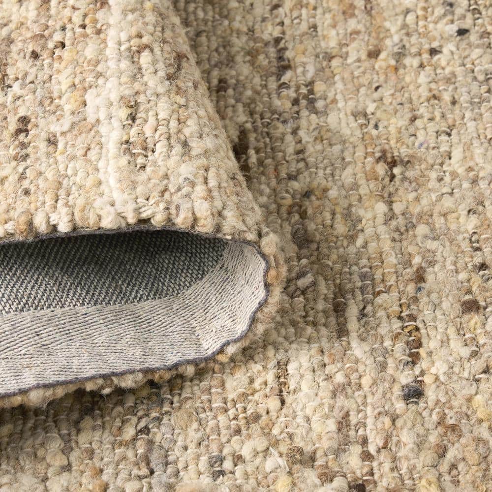 Montana Beige and Light Brown Wool Handmade Area Rug 8' x 10'