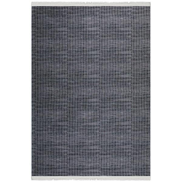 Ottomanson Non Shedding Washable Wrinkle-free Cotton Flatweave Solid 4x6 Indoor Area Rug, 4 ft. x 6 ft., Brown/Charcoal